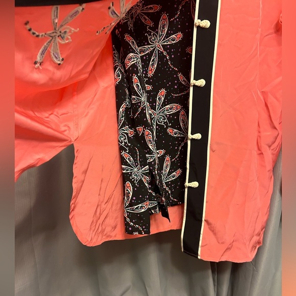 Bob Mackie Coral Blouse with Dragonfly Embroidery - Picture 5 of 8